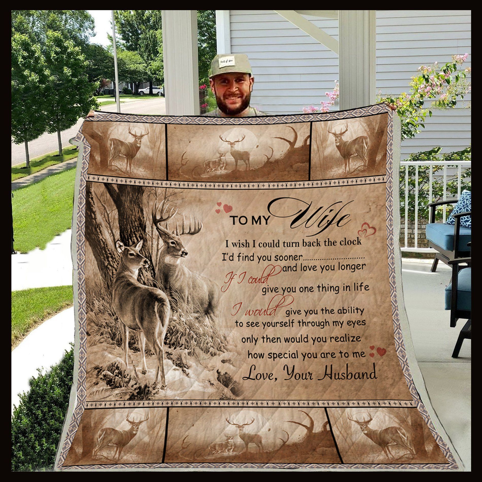 Deer Husband To Wife Sherpa Fleece Blanket