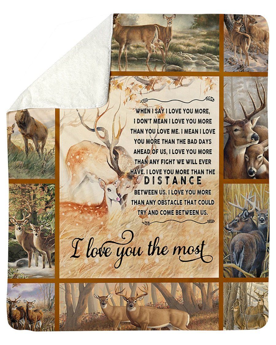 Deer I Love You The Most To Wife Fleece Blanket Sherpa Blanket