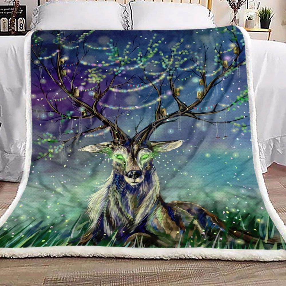 Deer In The Night Fleece Blanket