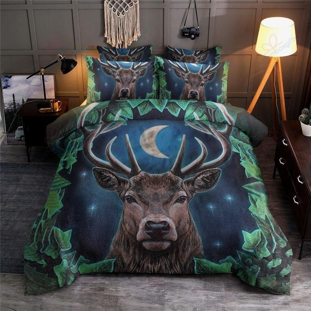 Deer Moon Night Printed Bedding Set