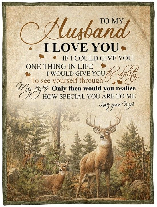 Deer My Husband I Love You And Youre Special To Me Sherpa Fleece Blanket