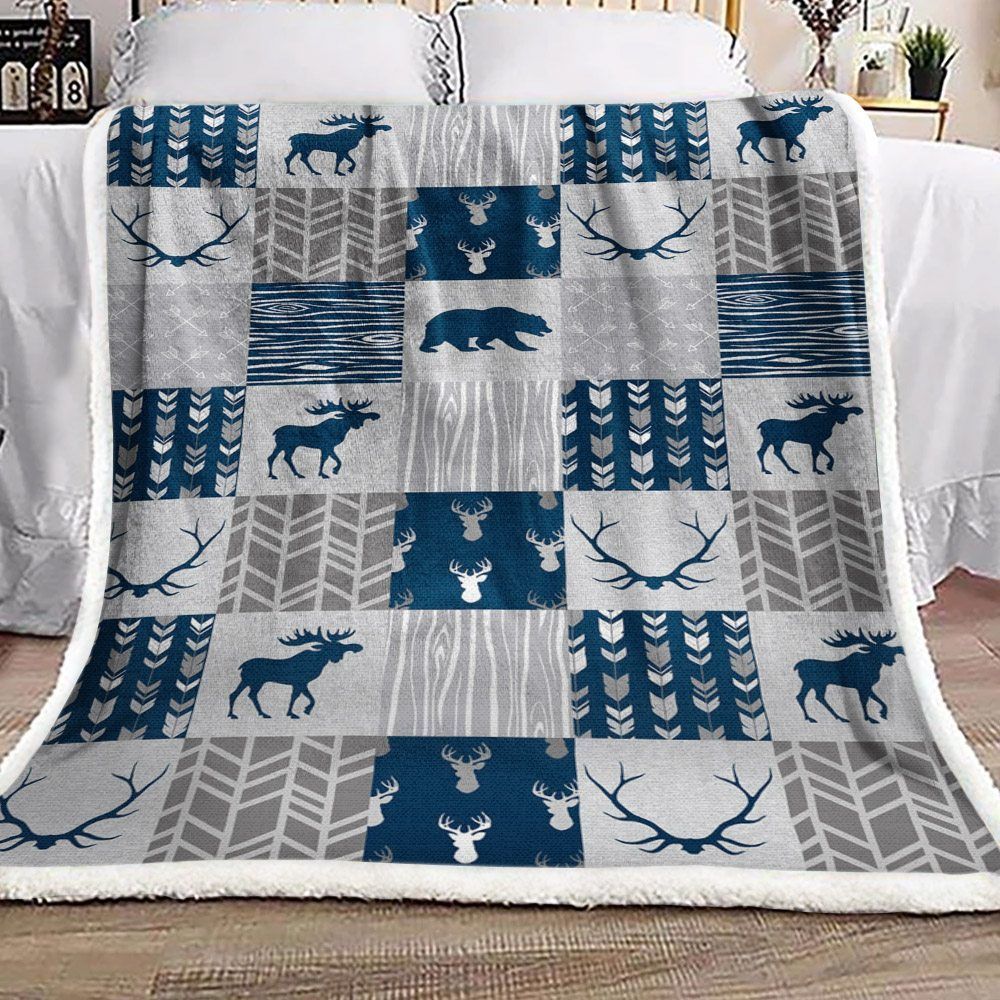 Deer Native Sherpa Fleece Blanket