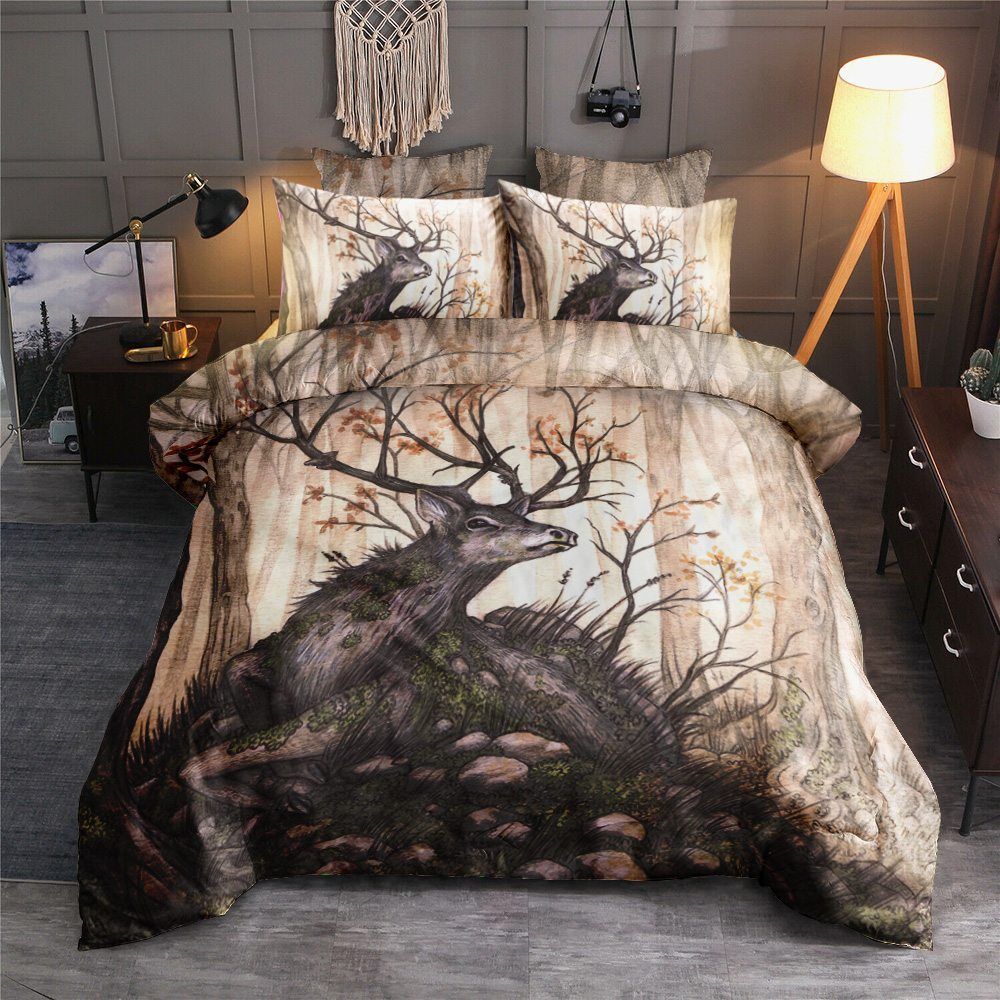 Deer Cotton Bed Sheets Spread Comforter Bedding Set