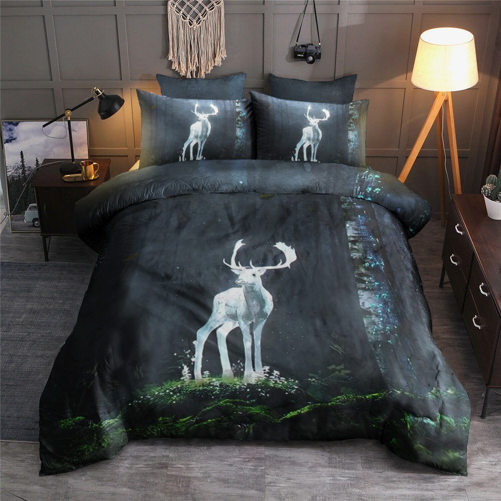 Deer Cotton Bed Sheets Spread Comforter Bedding Set