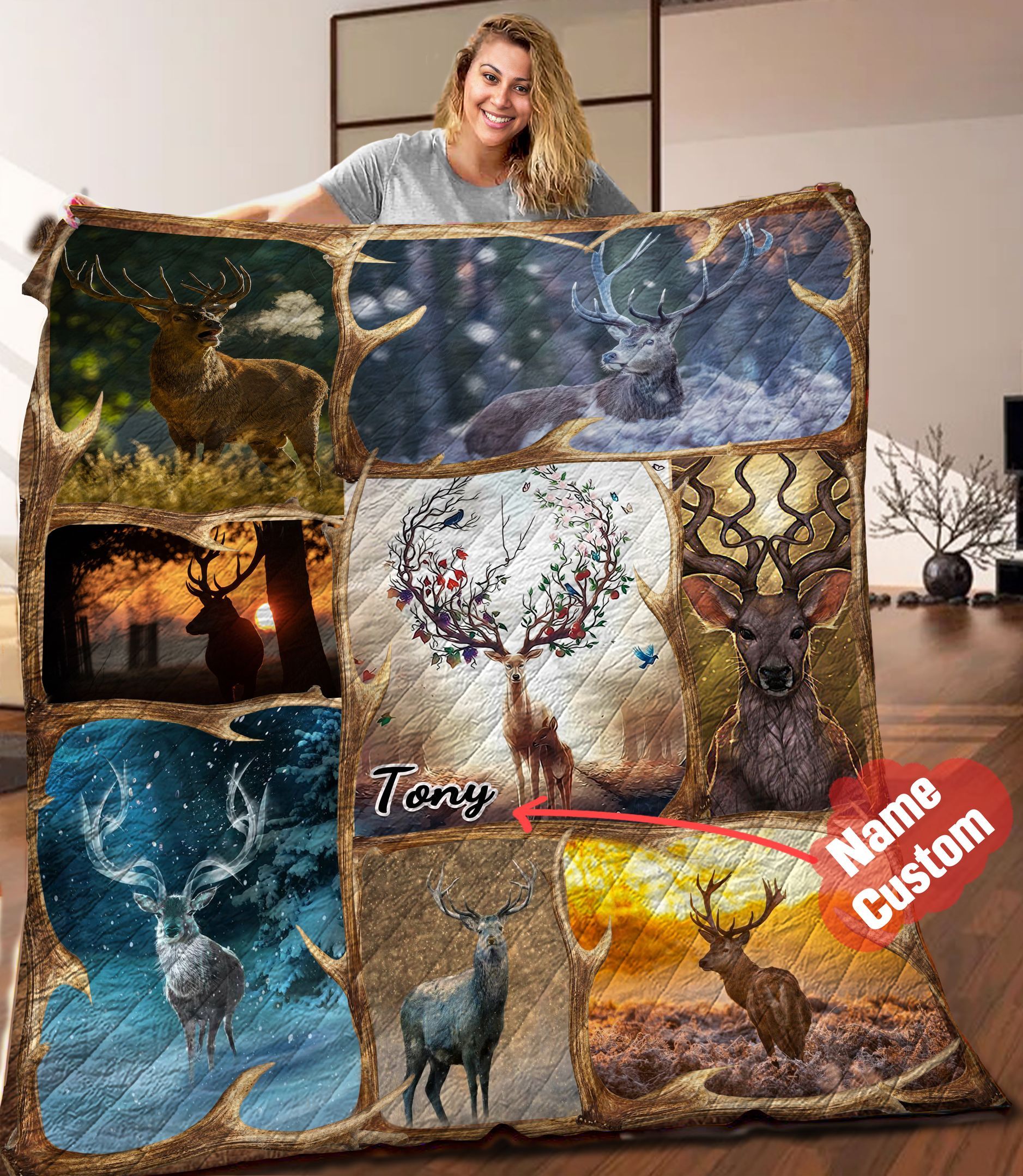 Deer Personalized Quilt Blanket HHH040602TH