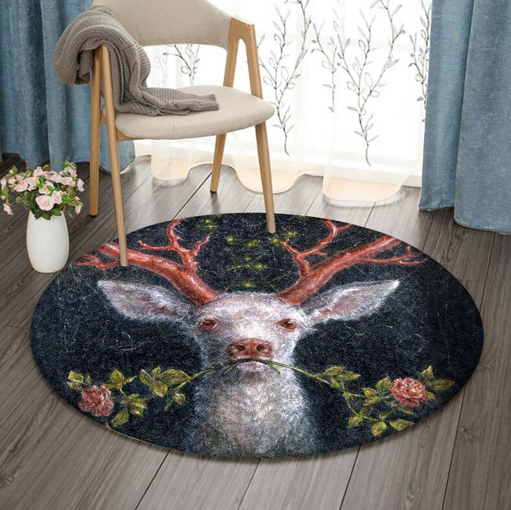 Deer Rose Round Carpet