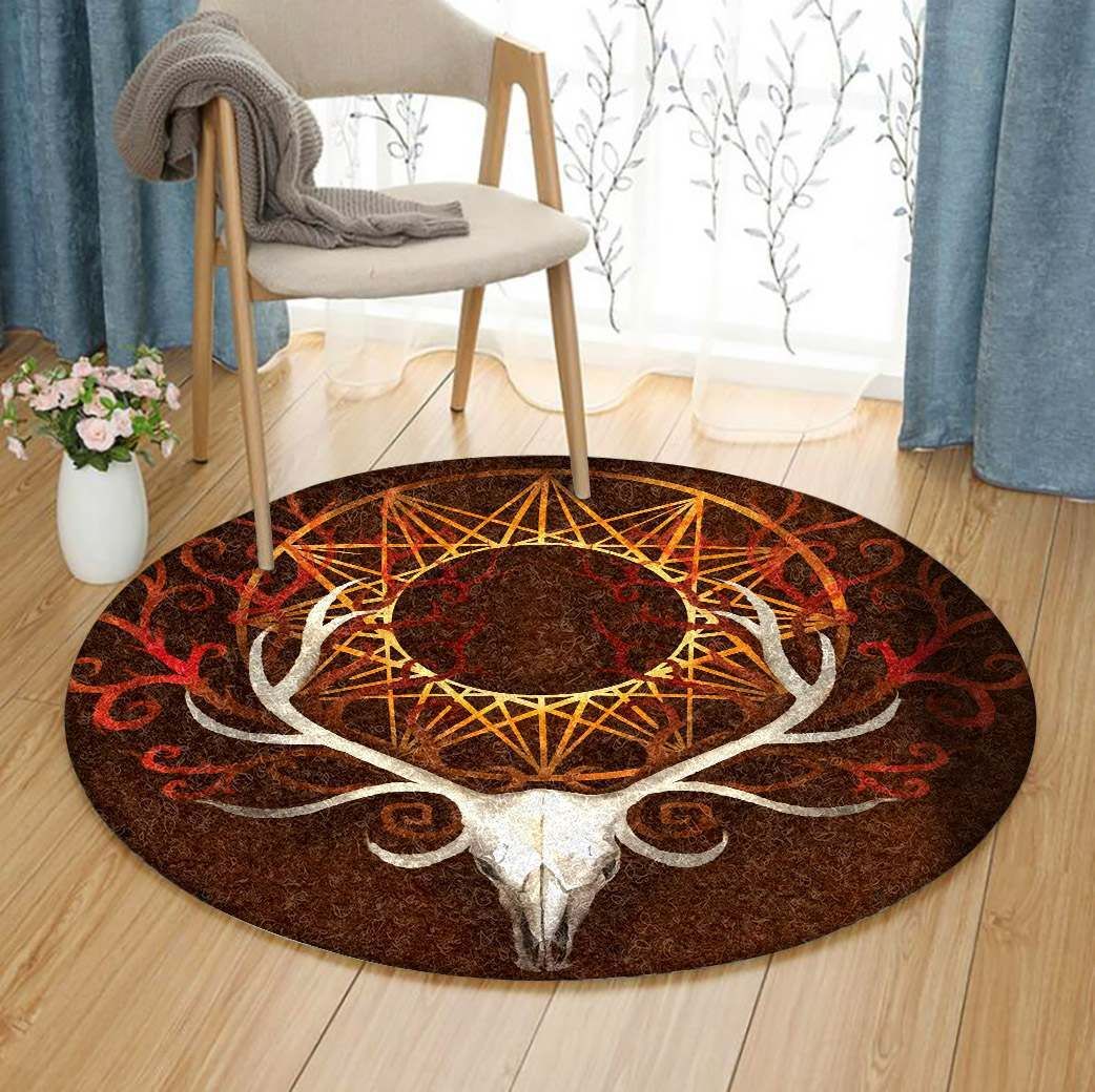 Deer Skull Head Round Carpet