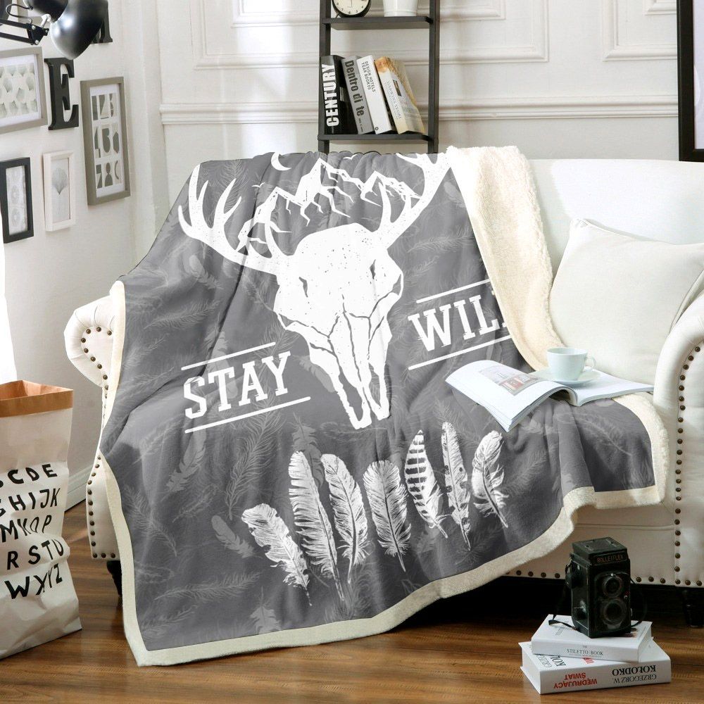 Deer Skull Sherpa Fleece Blanket