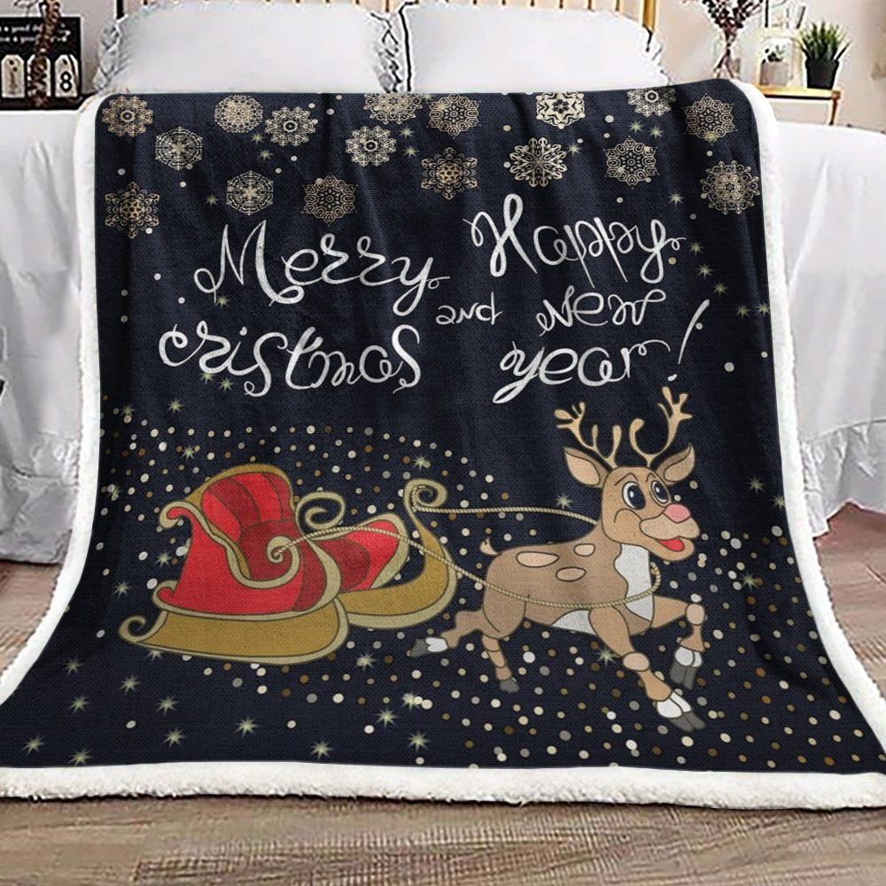 Deer Snowflake Christmas Sherpa Fleece Blanket