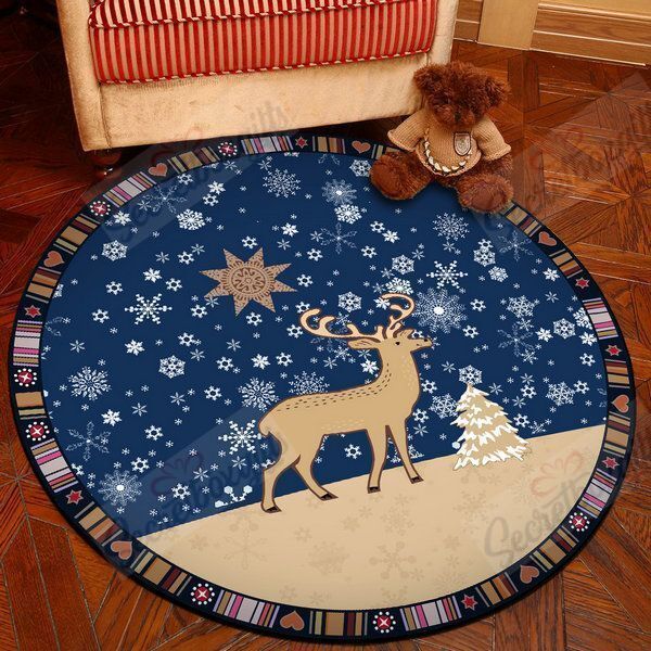 Deer Snowflake Round Carpet