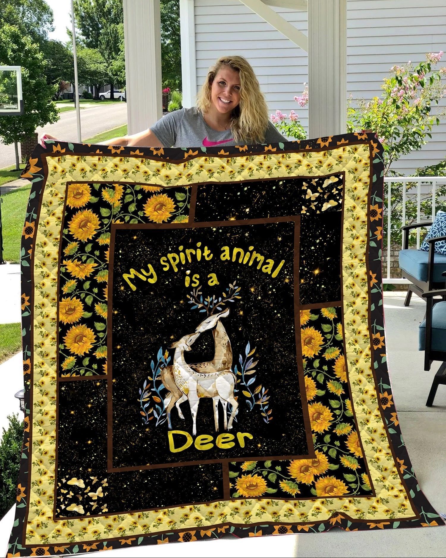 Deer Sunflower And Deer GS-CL-DT0107 Quilt Blanket