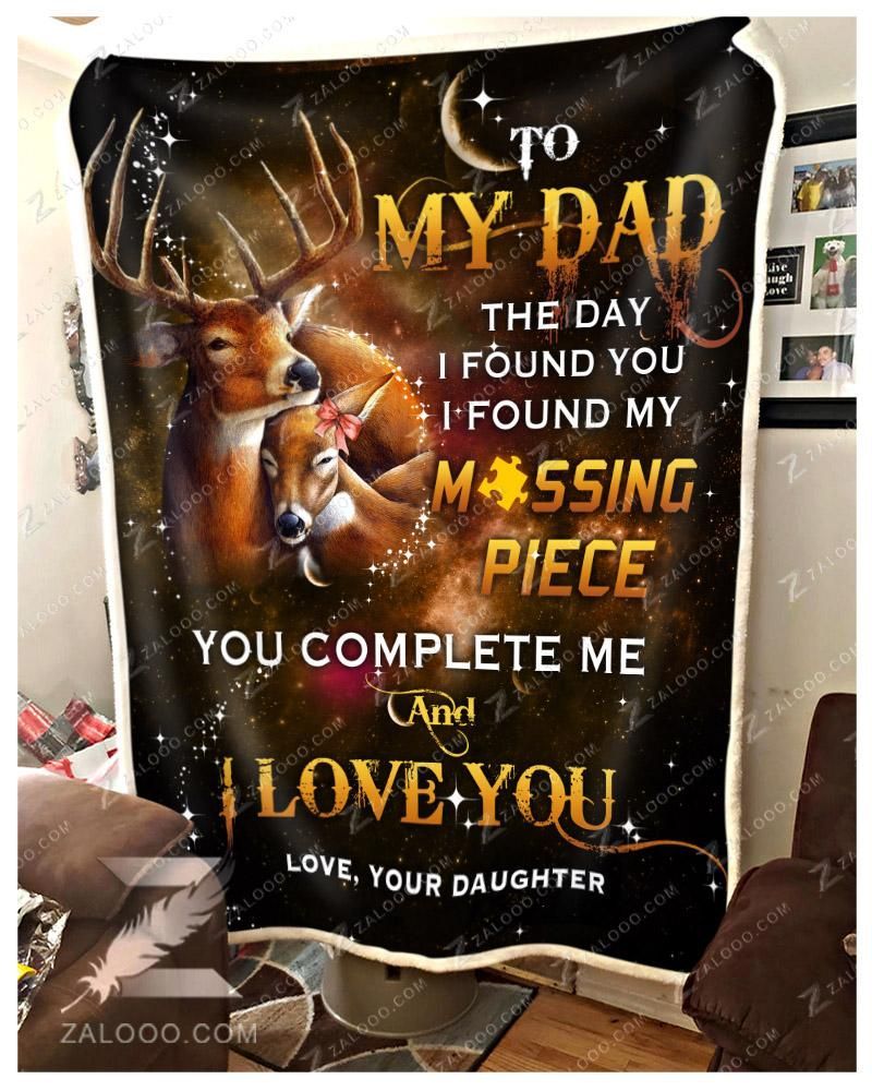 Deer To My Dad Missing Piece Sherpa Fleece Blanket