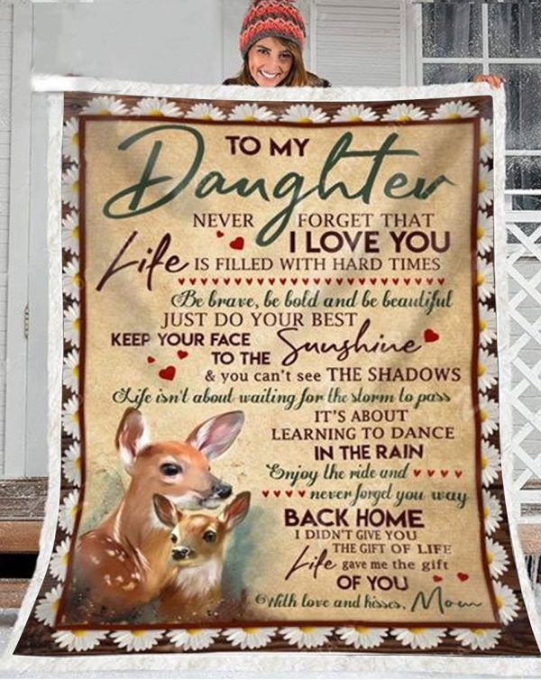 Deer To My Daughter Sherpa Fleece Blanket