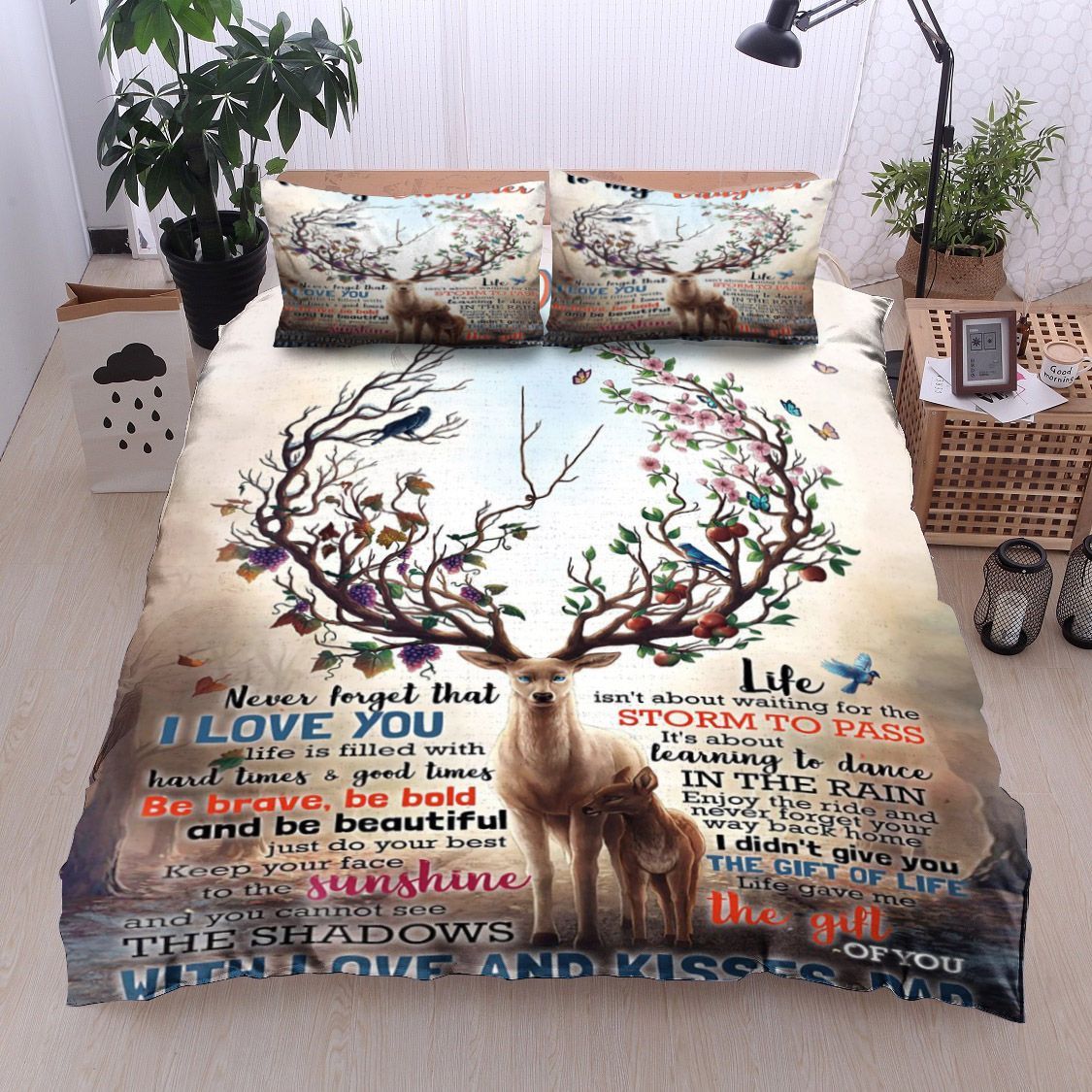 Deer To My Daughter Kisses Dad Bedding Set