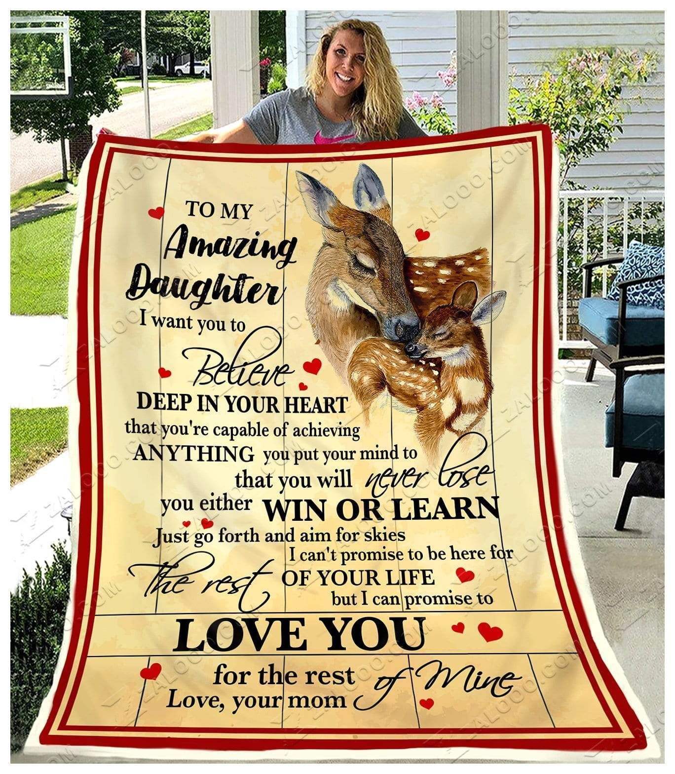 Deer To My Daughter Love You For The Rest Of Mine Love Mom Sherpa Fleece Blanket