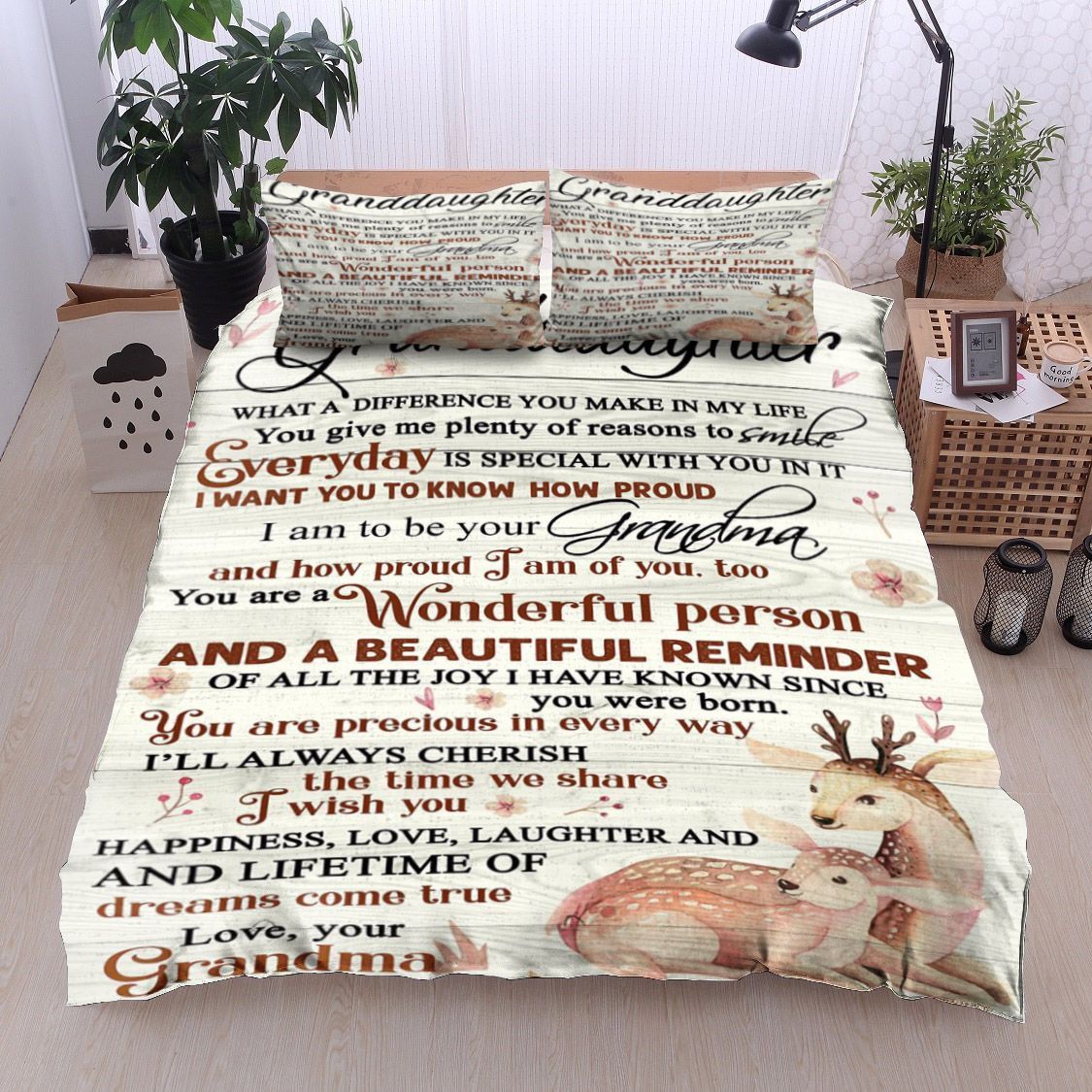 Deer To My Granddaughter Your Grandma Bedding Set