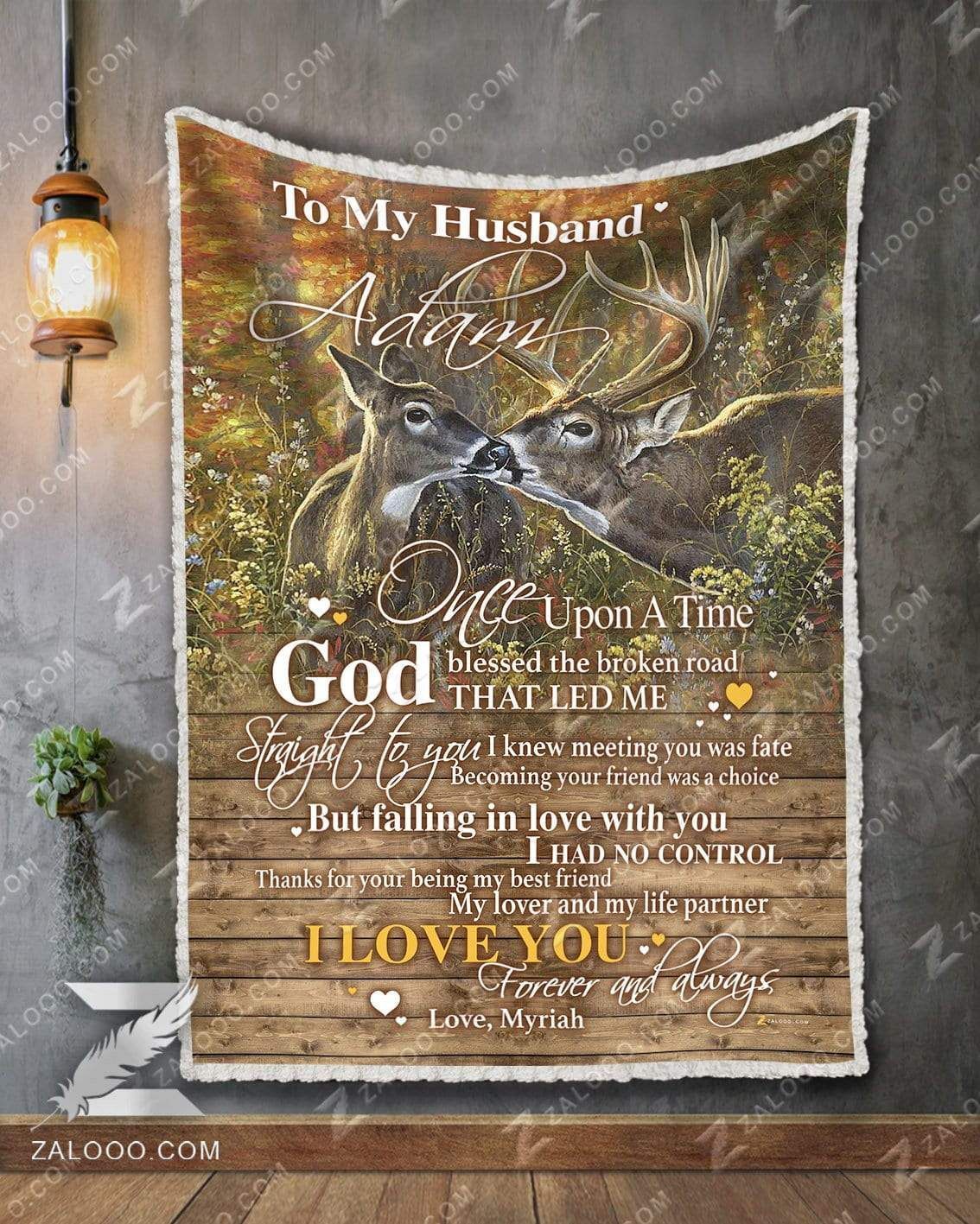 Deer To My Husband Adam God Blessed The Broken Road Sherpa Fleece Blanket