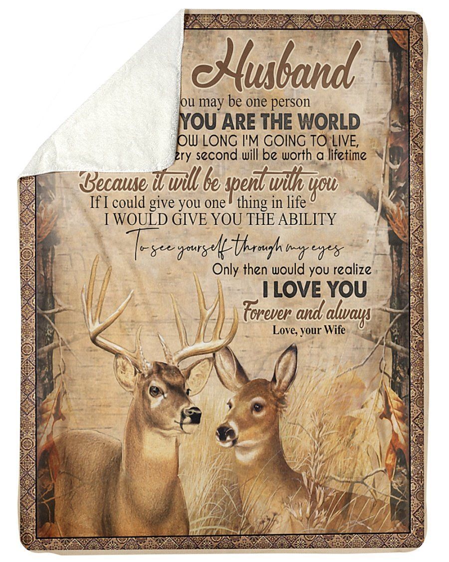 Deer To My Husband Sherpa Fleece Blanket