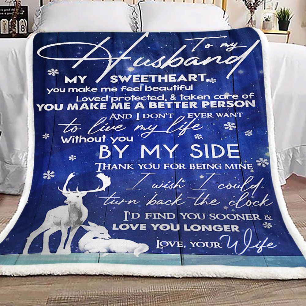 Deer To My Husband Sherpa Fleece Blanket