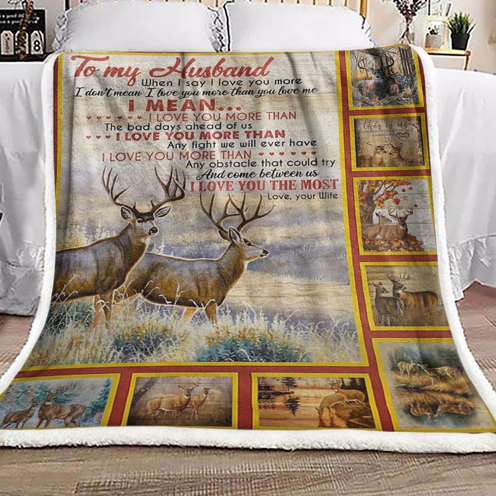 Deer To My Husband Sherpa Fleece Blanket