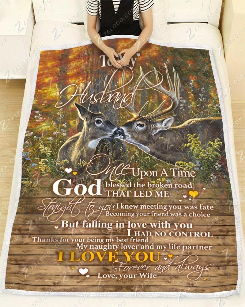 Deer To My Husband God Blessed The Broken Road Sherpa Fleece Blanket