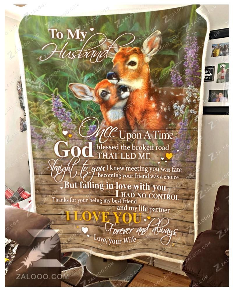 Deer To My Husband God Blessed The Broken Road Sherpa Fleece Blanket