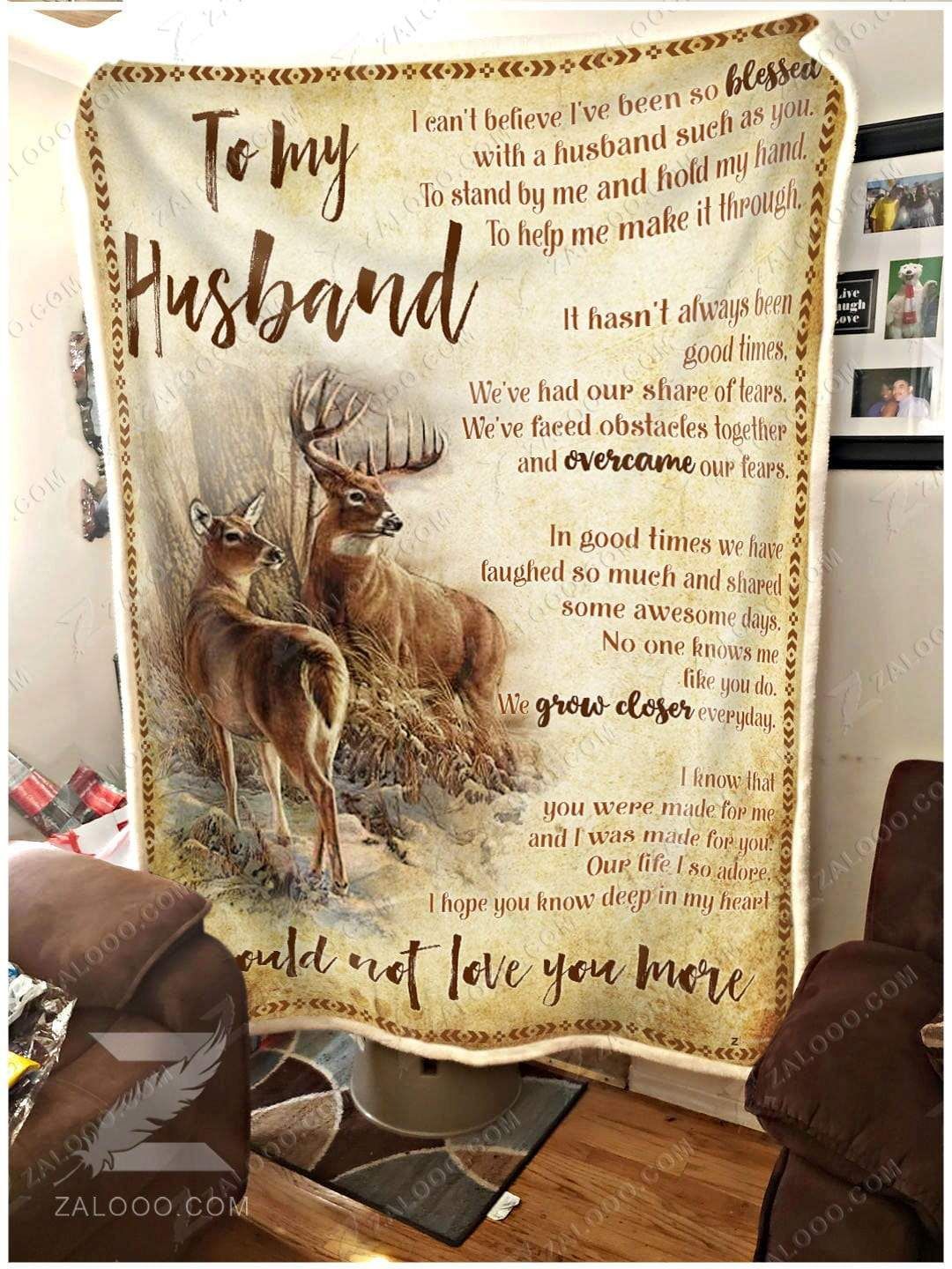 Deer To My Husband I Could Not Love You More Sherpa Fleece Blanket