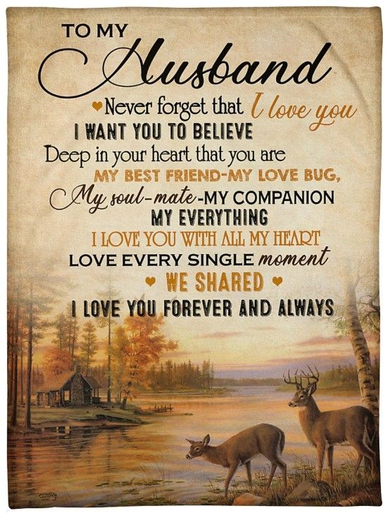 Deer To My Husband Never Forget That I Love You Sherpa Fleece Blanket