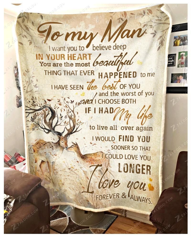 Deer – To My Man – I Choose Both Fleece Blanket
