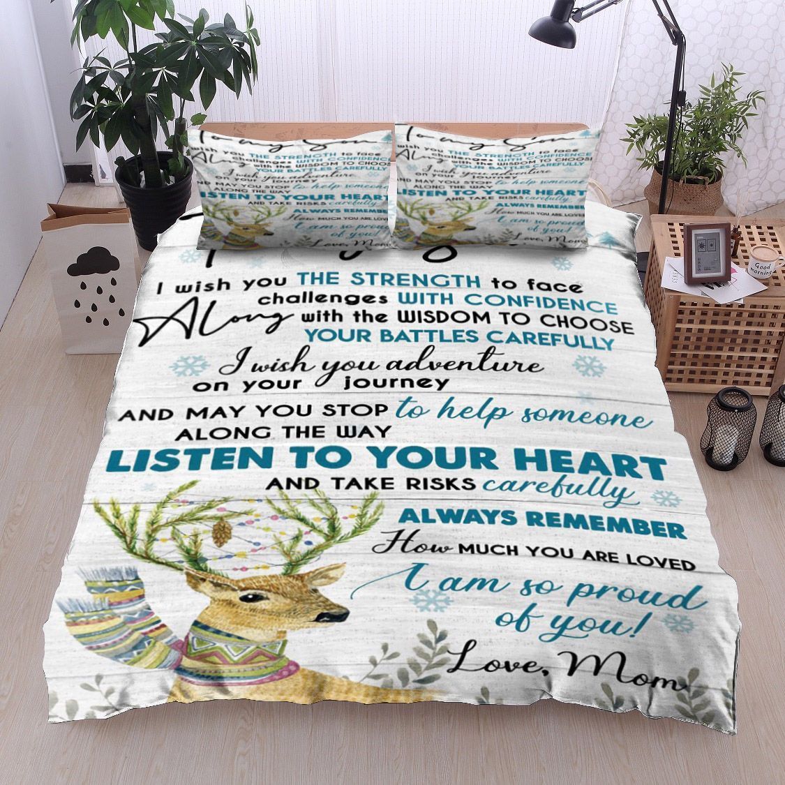 Deer To My Son Love Mom Bedding Set