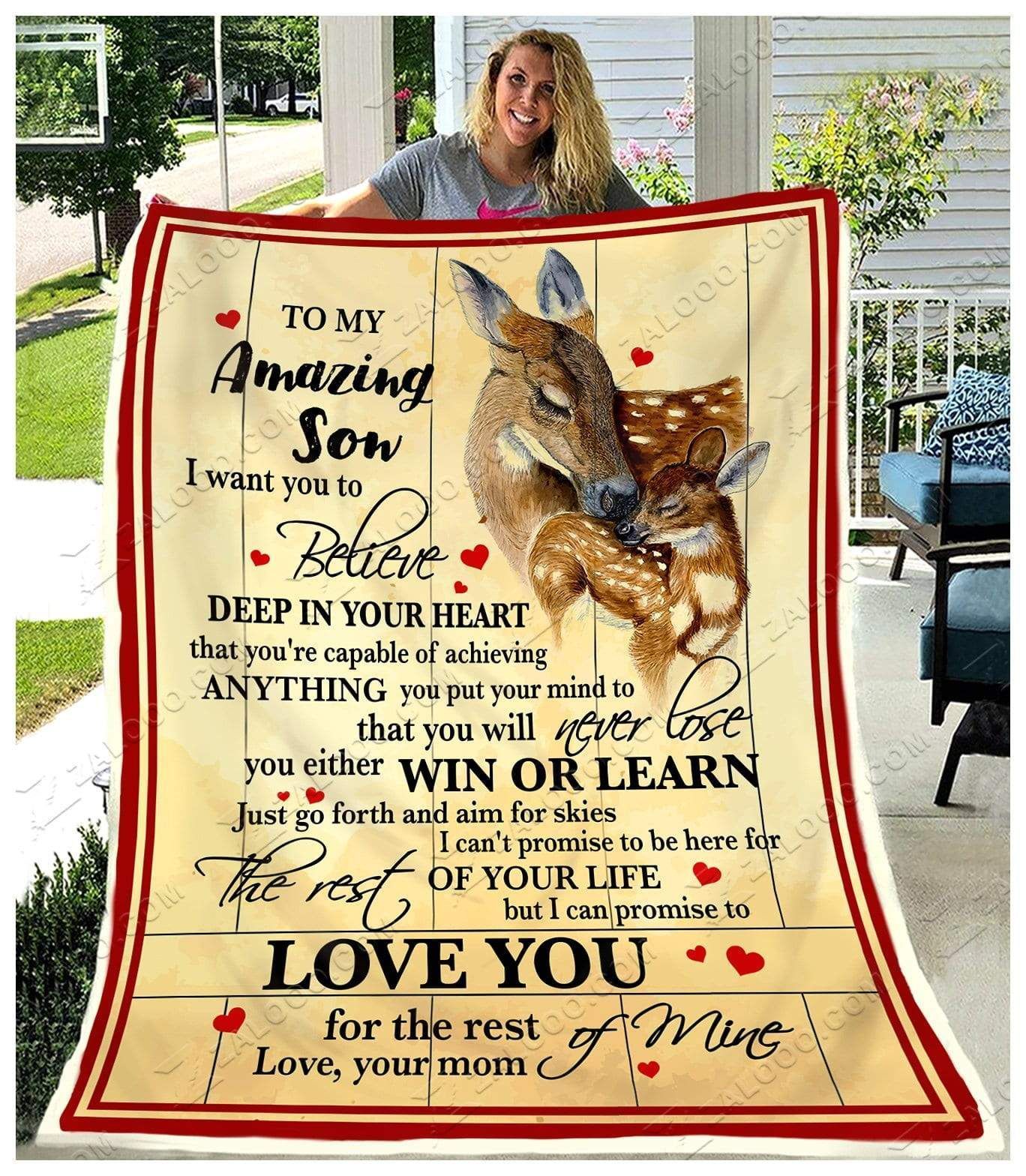 Deer To My Son Love You For The Rest Of Mine Love Mom Sherpa Fleece Blanket