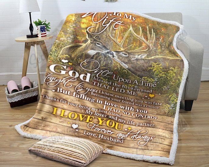 Deer To My Wife God Blessed The Broken Road Fleece Blanket
