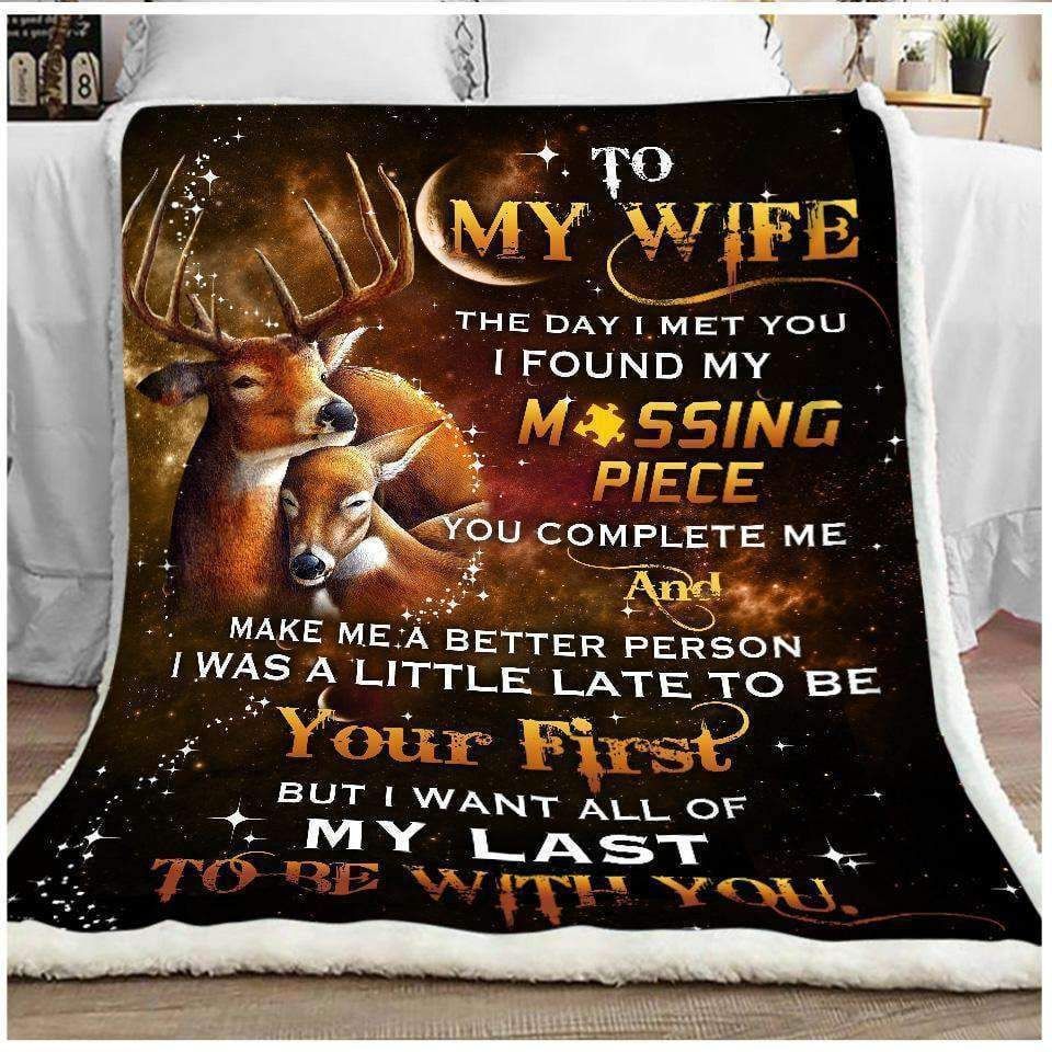 Deer – To My Wife – Missing Piece Fleece Blanket