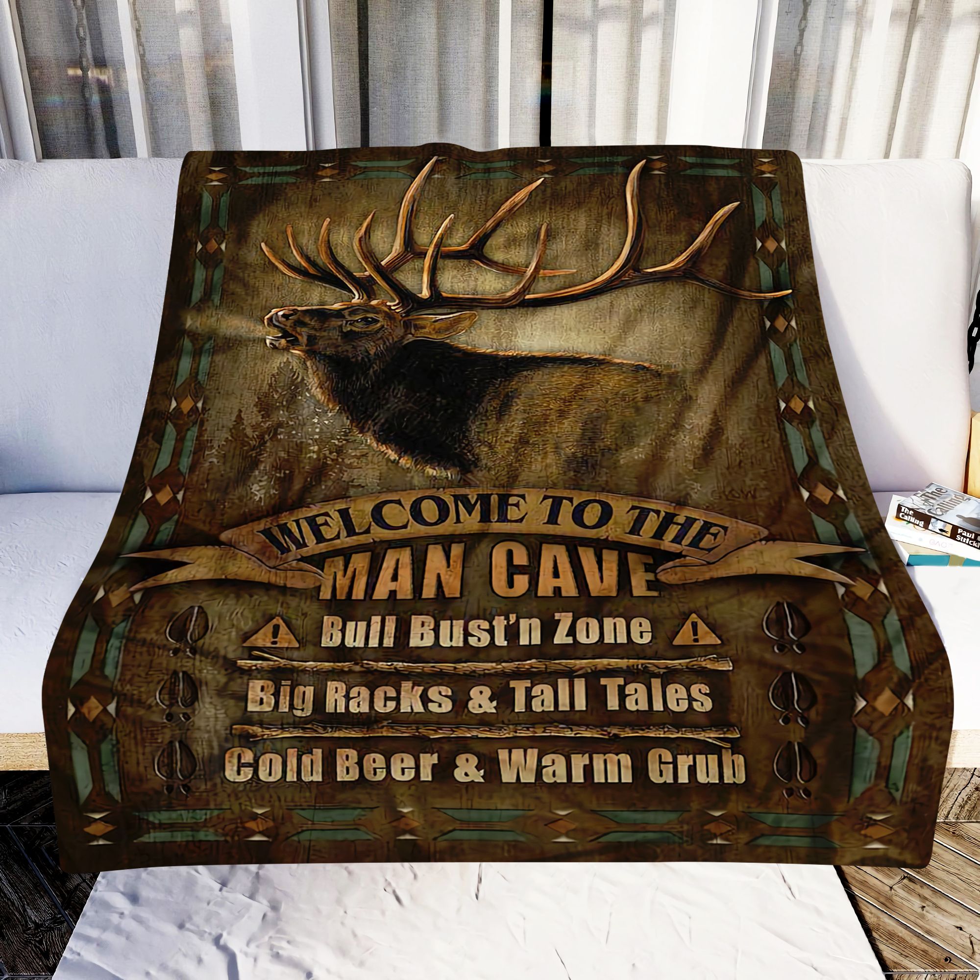 Deer Welcome To The Man Cave Fleece Blanket