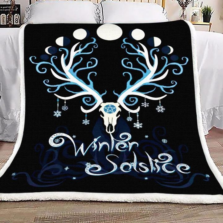 Deer Winter Solstice Sherpa Fleece Blanket