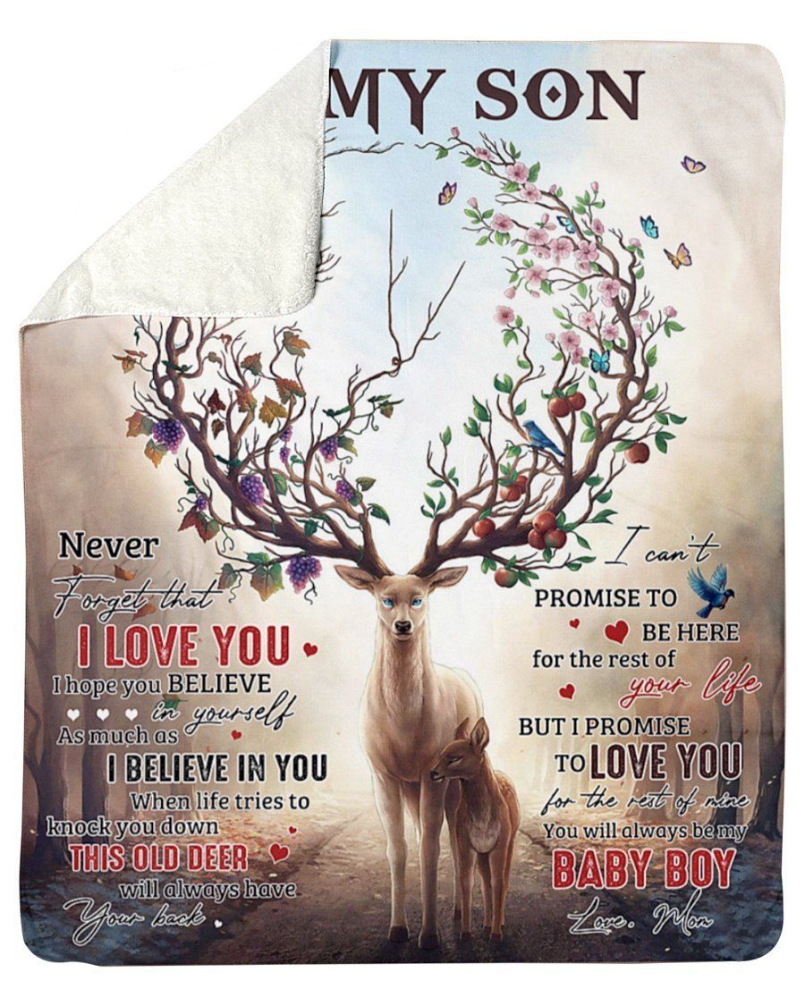 Deer With Awesone Horn Love You For The Rest Of Mine To Son Fleece Blanket Sherpa Blanket