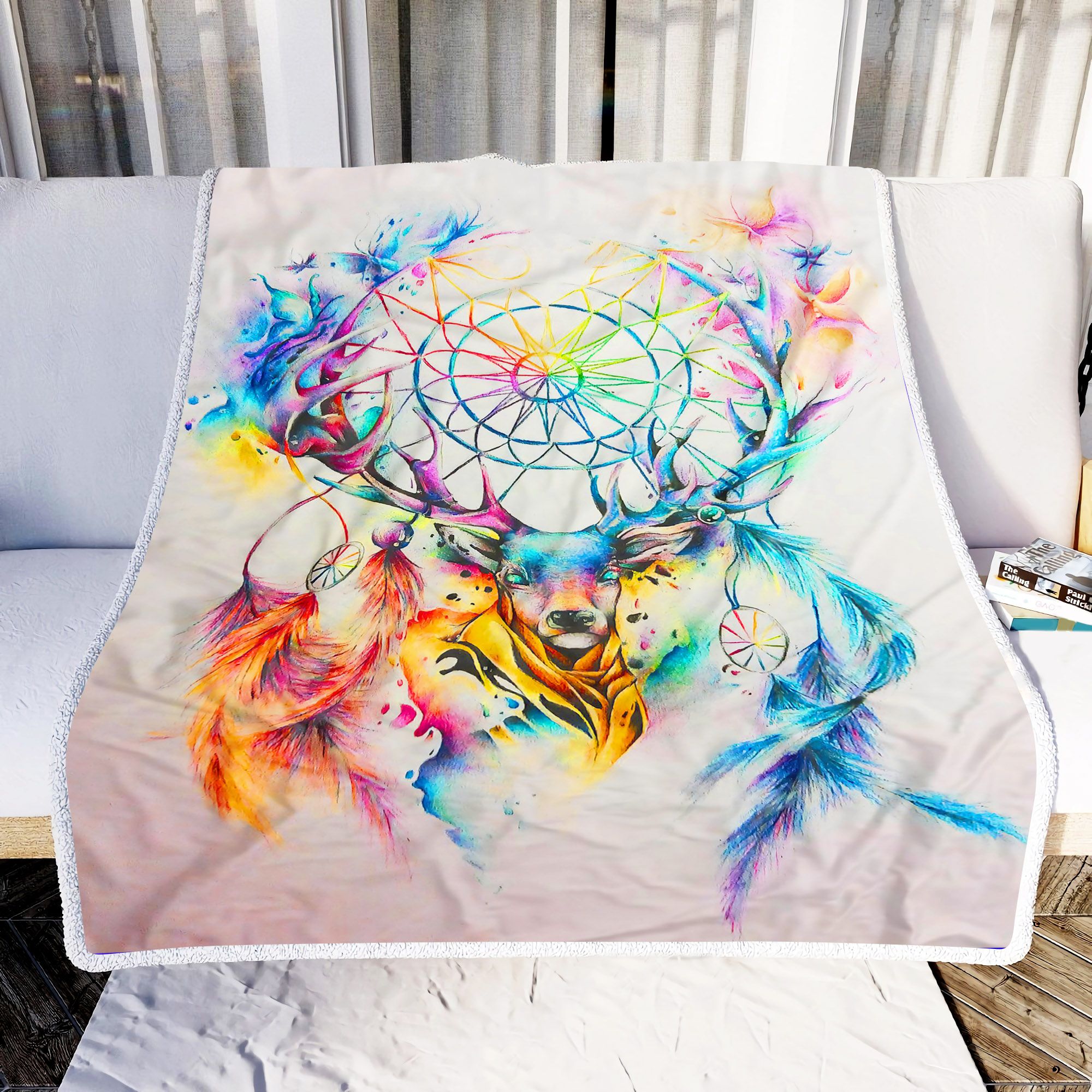 Deer With Dreamcatcher Fleece Blanket
