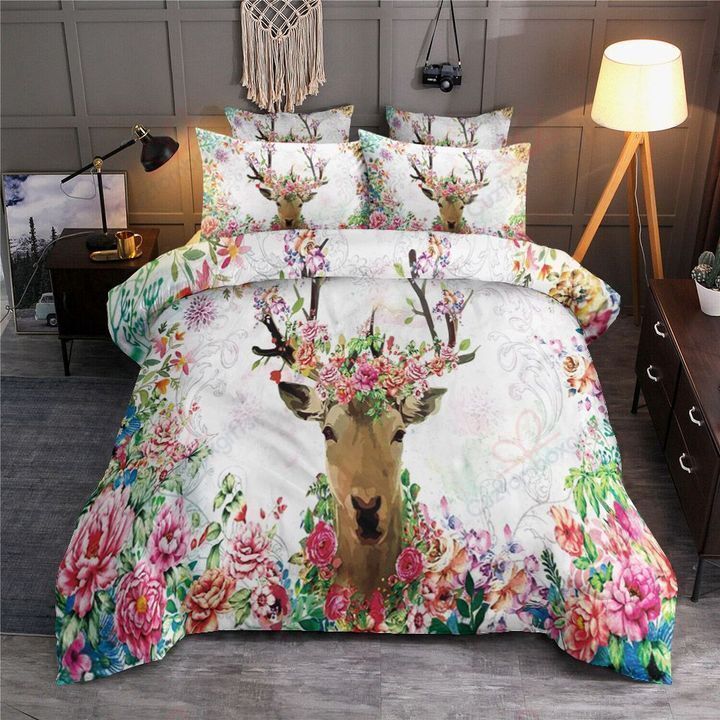 Deer With Flower Hunting Girl Bedding Set