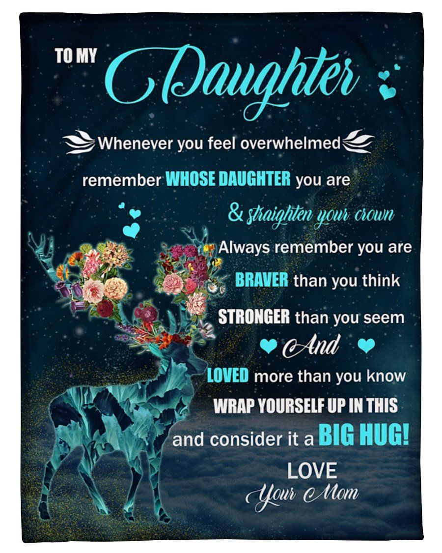 Deer With Flowers Horn Mom To Daughter Loved More Than You Know Fleece Blanket