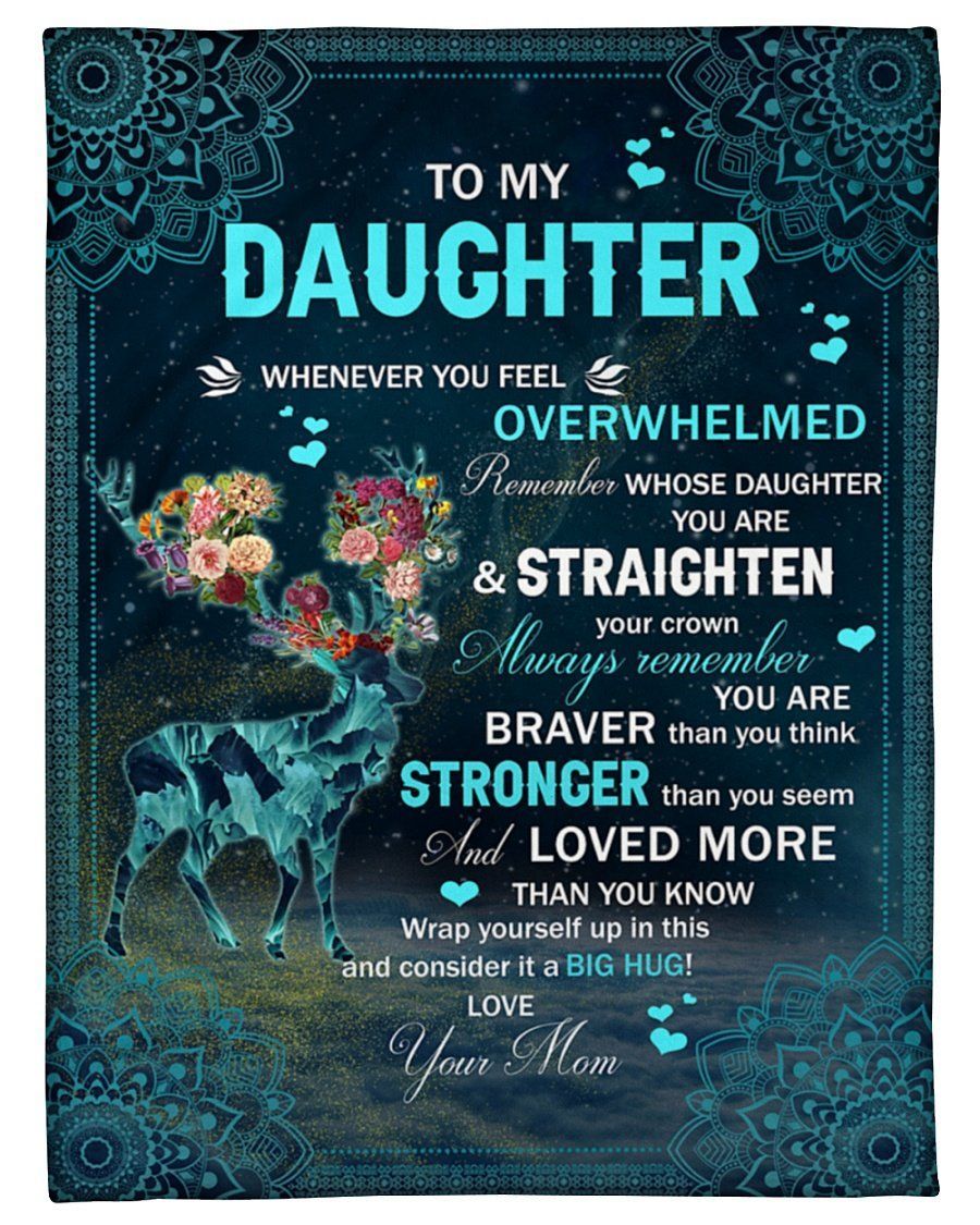 Deer With Horn Flowers Mom To Daughter Loved More Than You Know Fleece Blanket Fleece Blanket