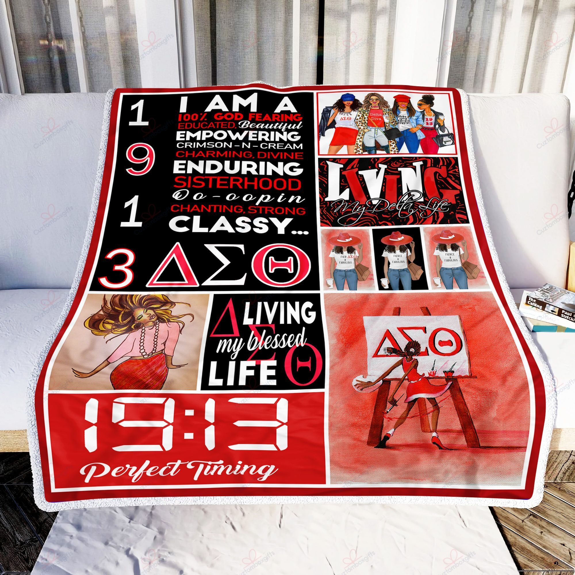 Delta Sigma Theta Black Girl Sherpa Fleece Blanket