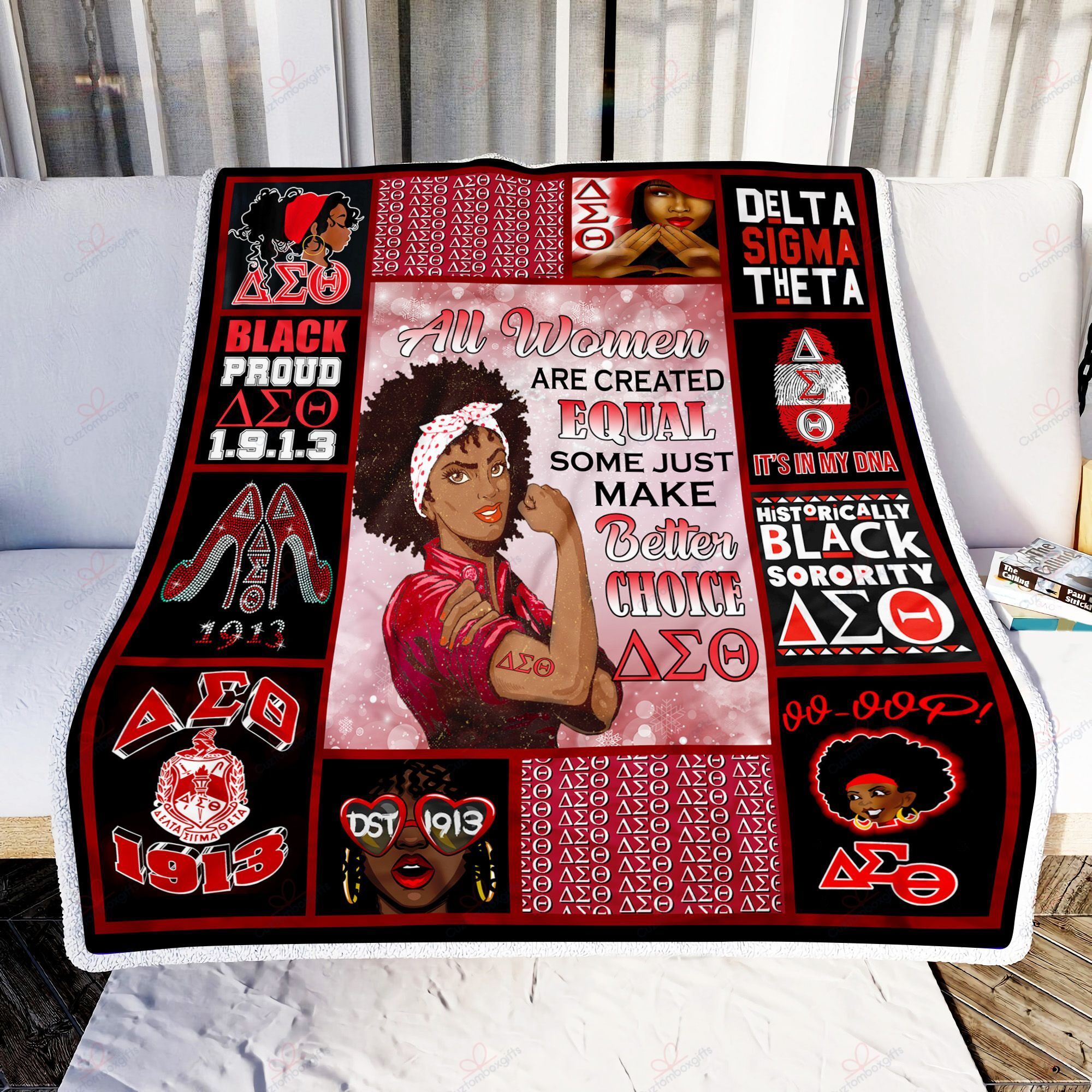 Delta Sigma Theta Black Girl Strong Sherpa Fleece Blanket