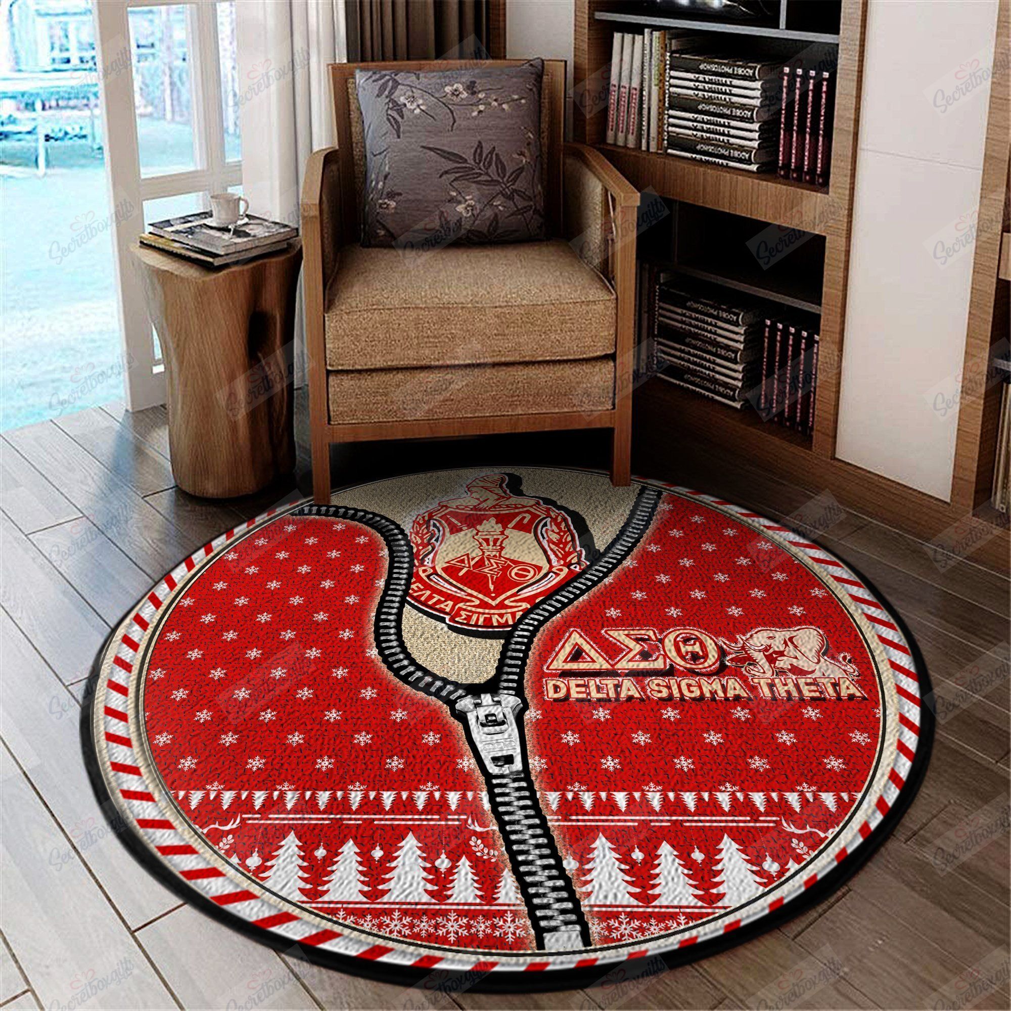 Delta Sigma Theta Christmas Round Carpet