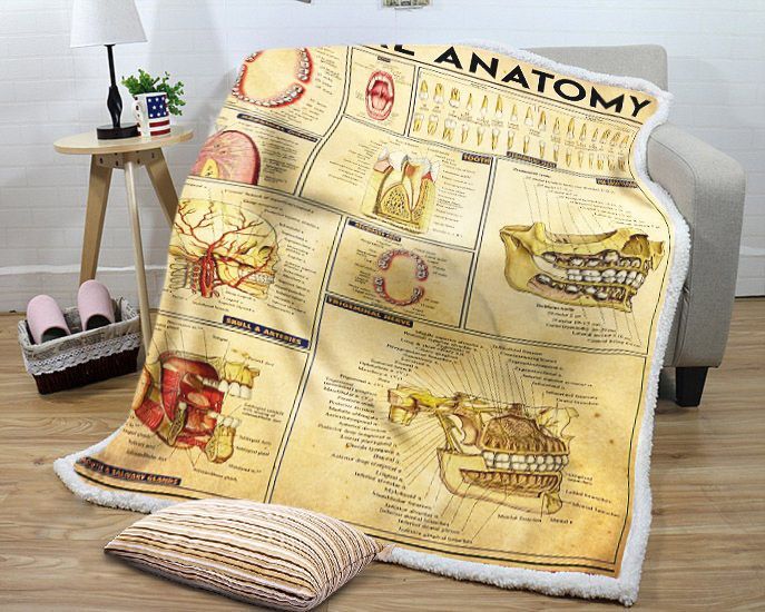 Dental Anatomy Christmas Gift For Dentists Sherpa Fleece Blanket