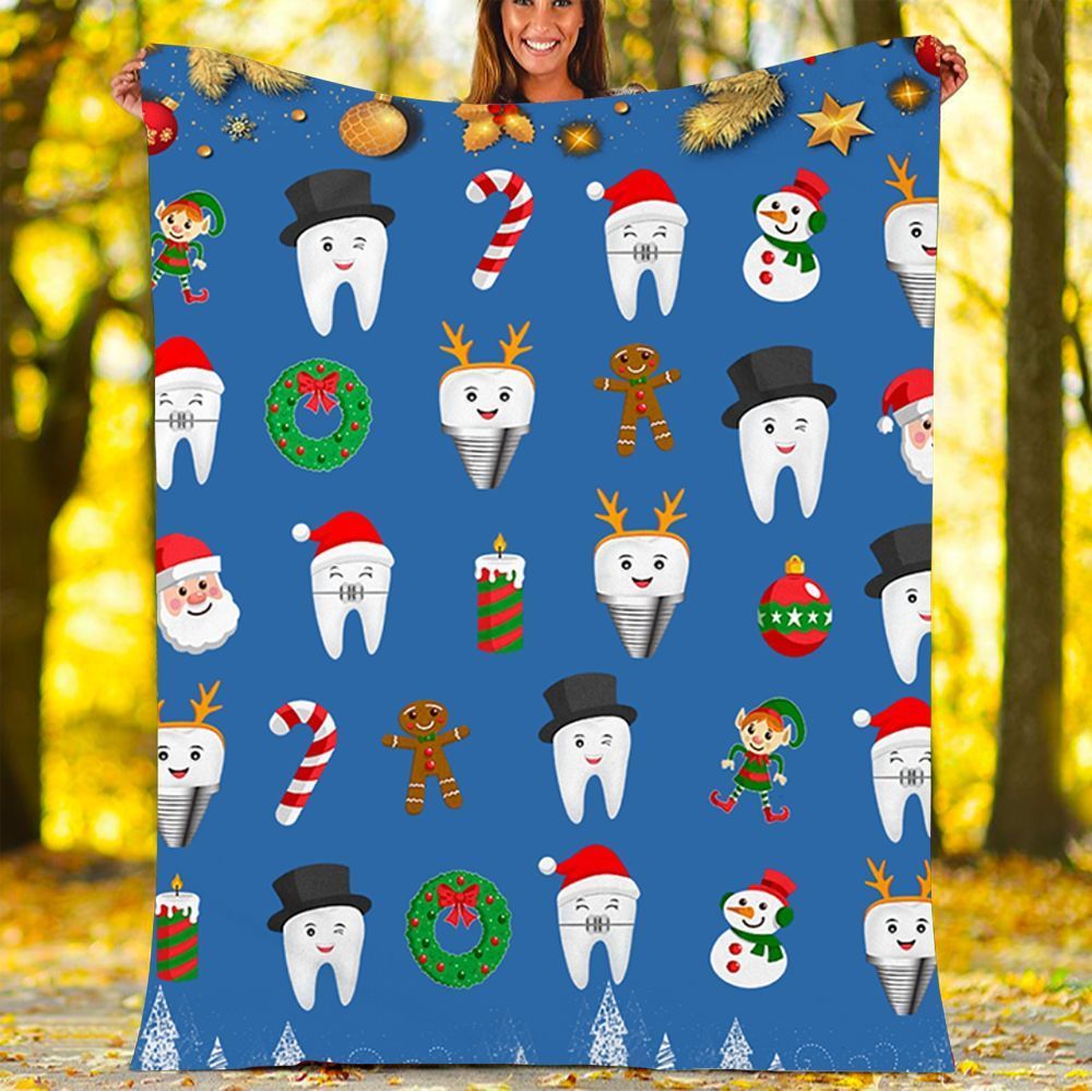 Dental Christmas Sherpa Fleece Blanket