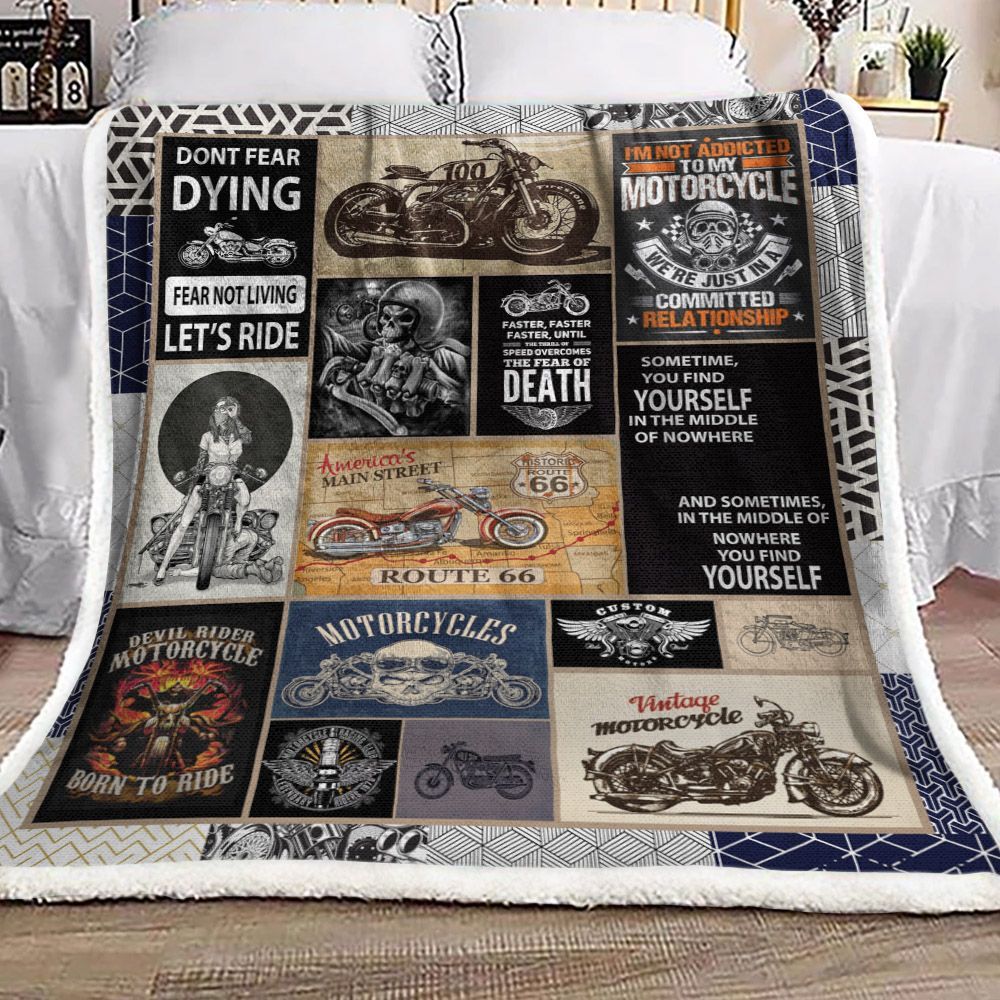 Devil Rider Motorcycle Sherpa Fleece Blanket