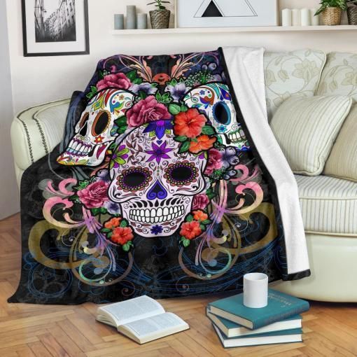 Di A De Muertos Day Of The Dead Skulls Sherpa Fleece Blanket