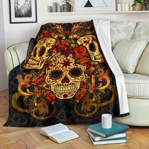Di A De Muertos Day Of The Dead Skulls Sherpa Fleece Blanket