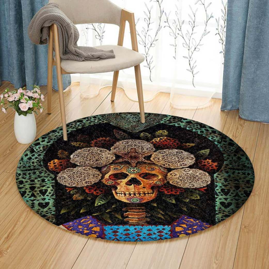 Dia De Muertos Madonna Round Carpet