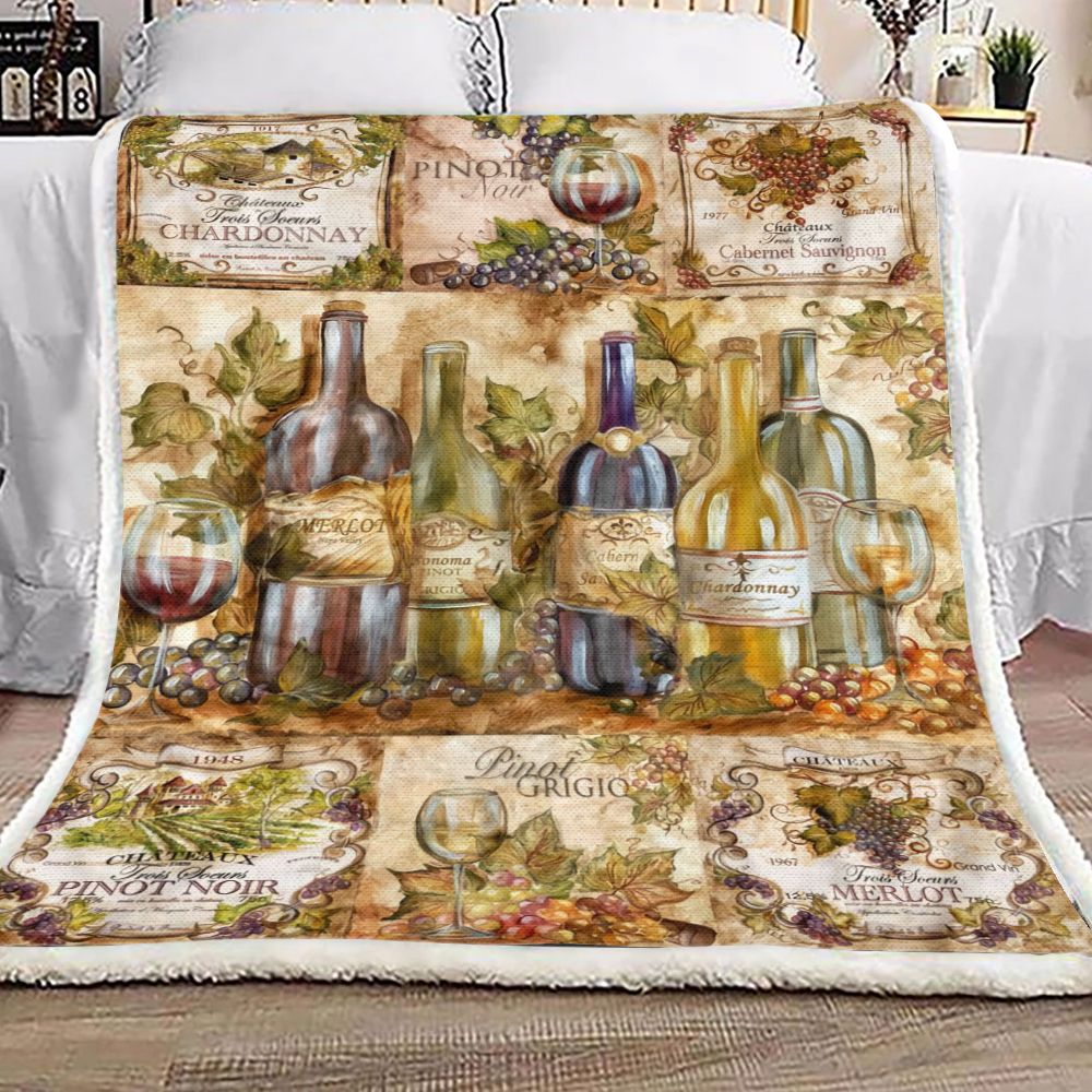Diamond Embroidery Still Life With Wine Fleece Blanket